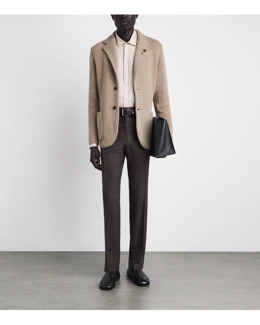 Lardini Brown Cashmere Knit Blazer for men