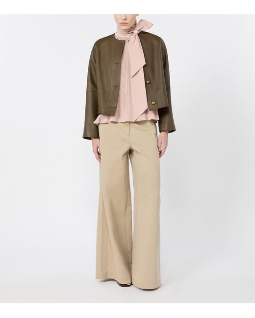 Max Mara Pink Pleated Pussybow Blouse