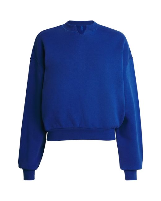 Skims Blue Cotton Fleece Oversized Sweatshirt
