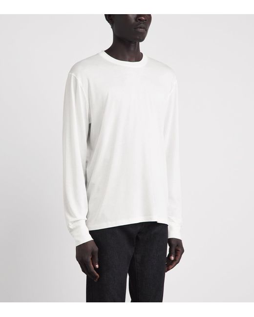 Tom Ford White Lyocell-Cotton Long-Sleeve T-Shirt for men