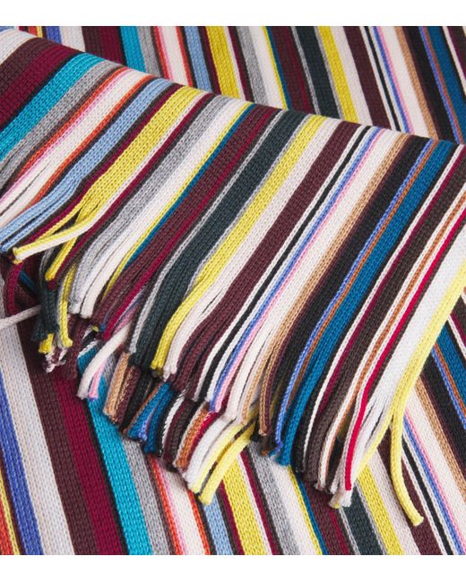 Paul Smith White Merino Wool Signature Stripe Scarf for men