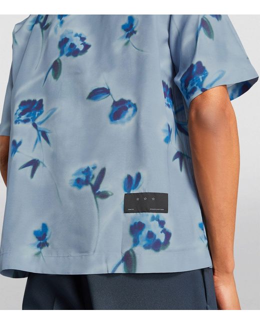 OAMC Blue Short-sleeve Floral Print Shirt for men