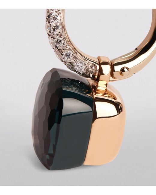 Pomellato Black Mixed Metal, Diamond And London Topaz Nudo Drop Earrings
