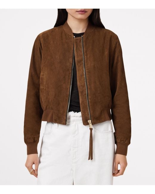 AllSaints Brown Suede Orten Bomber Jacket