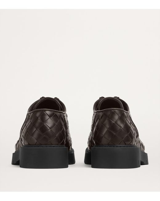Bottega Veneta Brown Leather Intrecciato Haddock Boat Shoes for men