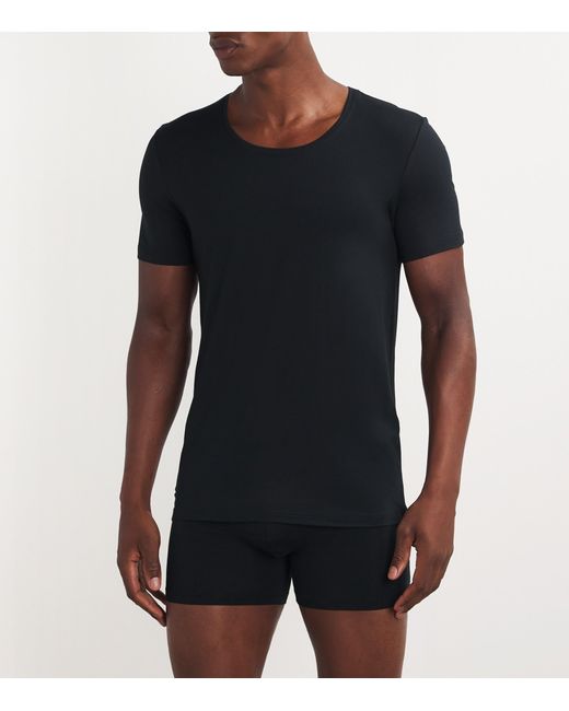Hanro Black Cotton Superior T-Shirt for men