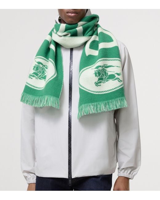 Burberry Green Wool Logo Scarf