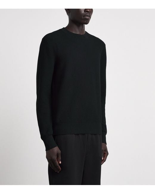 Moncler Black Cotton Textured Knit Sweater for men