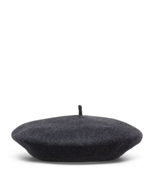 Brunello Cucinelli Black Wool Beret