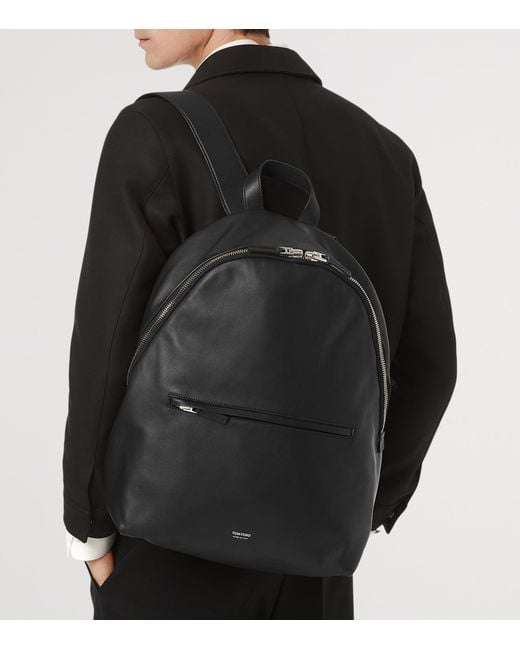 Tom Ford Black Leather Backpack for men