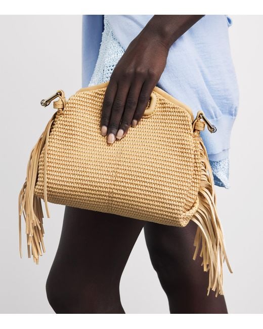Maje Natural Raffia-Effect Miss M Shoulder Bag