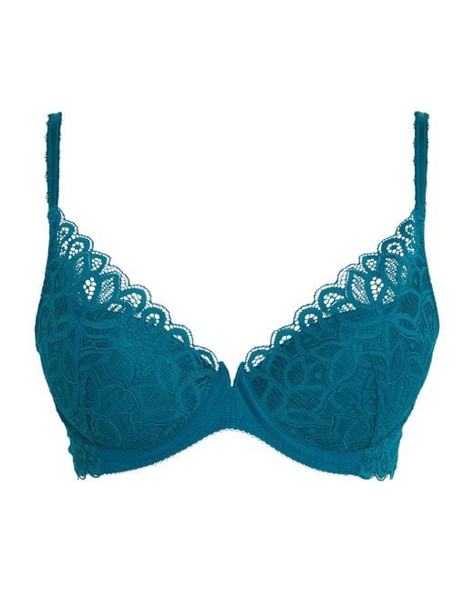 Wacoal Blue Underwire Plunge Push-Up Bra