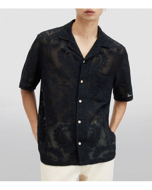AllSaints Black Cerrito Crochet Shirt for men