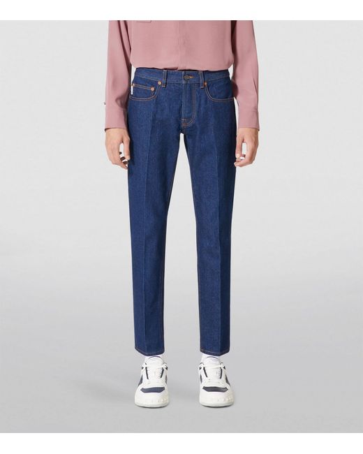 Valentino Garavani Blue Tapered Low-rise Jeans for men