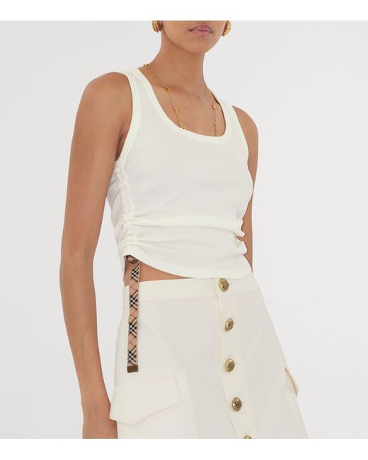 Burberry White Ruched Top