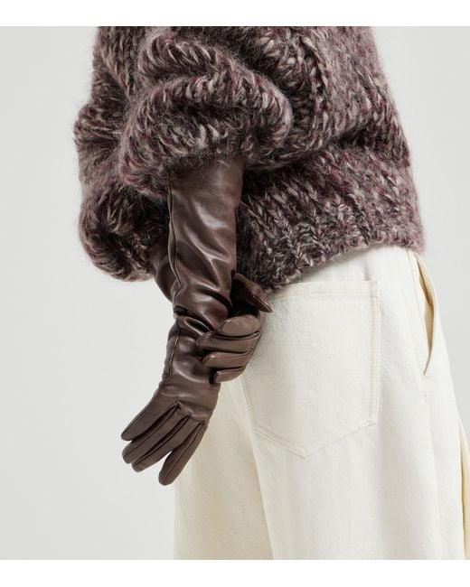 Brunello Cucinelli Brown Leather Gloves