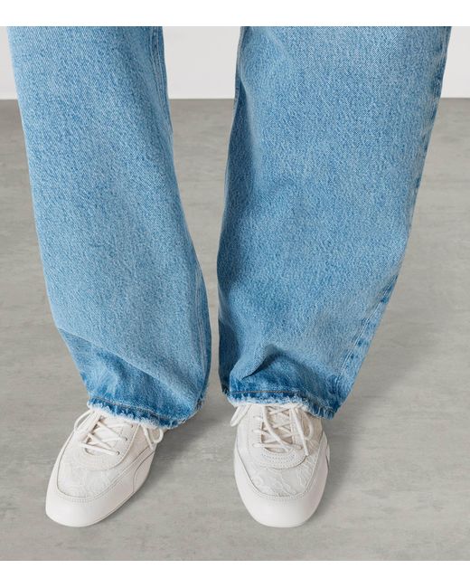 Jimmy Choo White Sunny F Leather-Lace Sneakers
