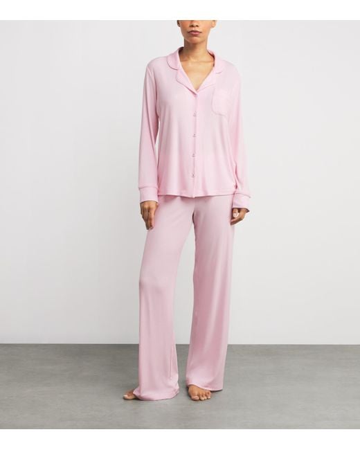Skims Pink Ribbed Soft Lounge Pyjama Set