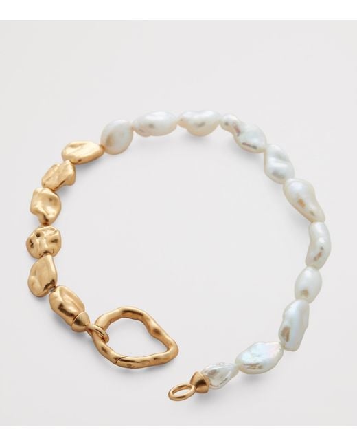 Monica Vinader Natural X Amy Powney Vermeil And Pearl Keshi Bracelet