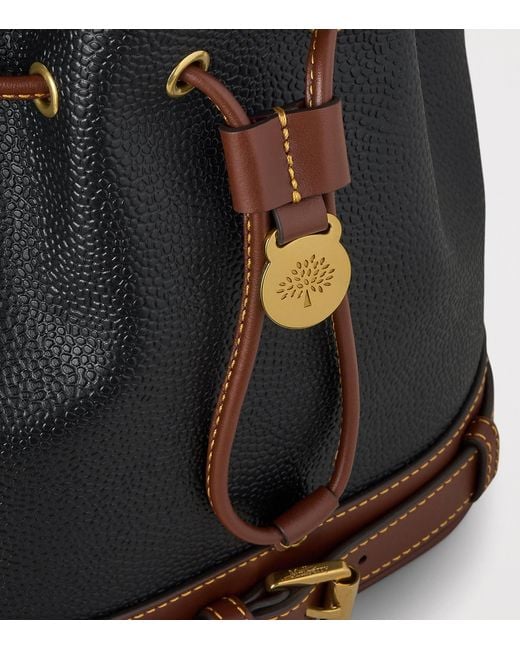 Mulberry Black Small Leather-Trim Bucket Bag