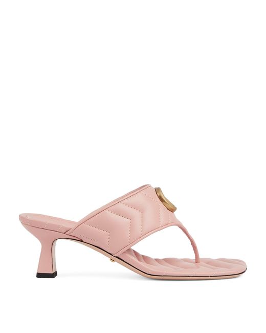 Gucci Pink Leather Double G Mules 55