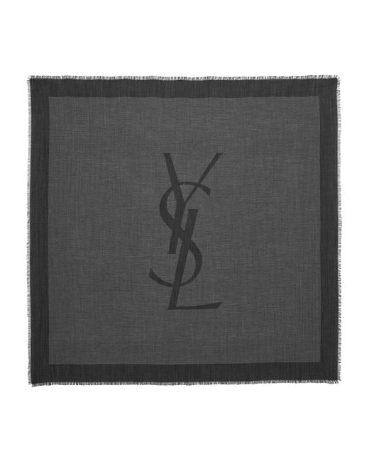 Saint Laurent Black Cashmere-Silk-Wool Cassandre Scarf for men