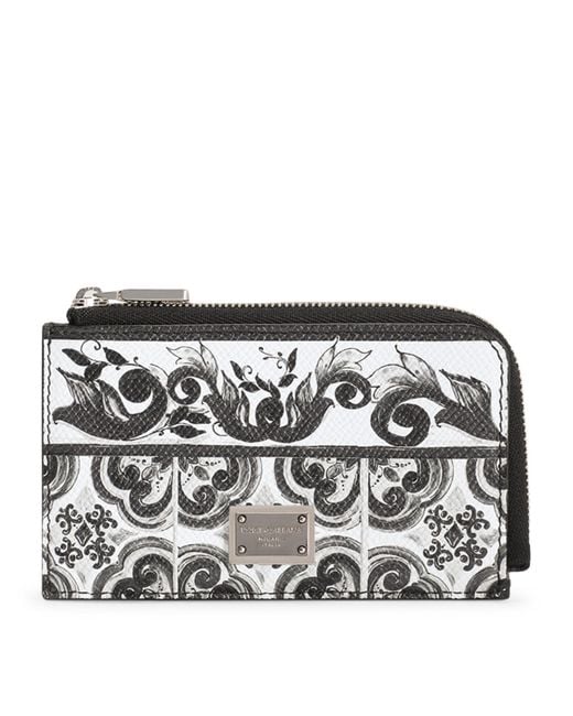 Dolce & Gabbana Black Grained Calfskin Majolica Cardholder for men