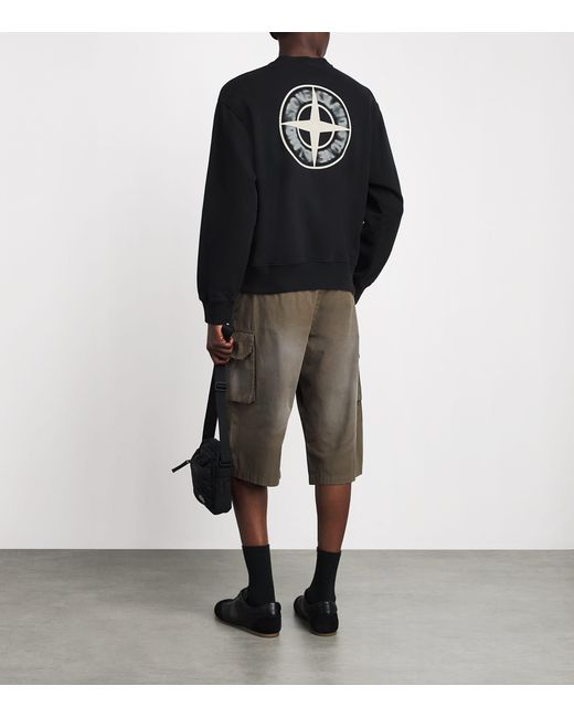 Stone Island Black Oversized Desert Print Sweatshirt for men