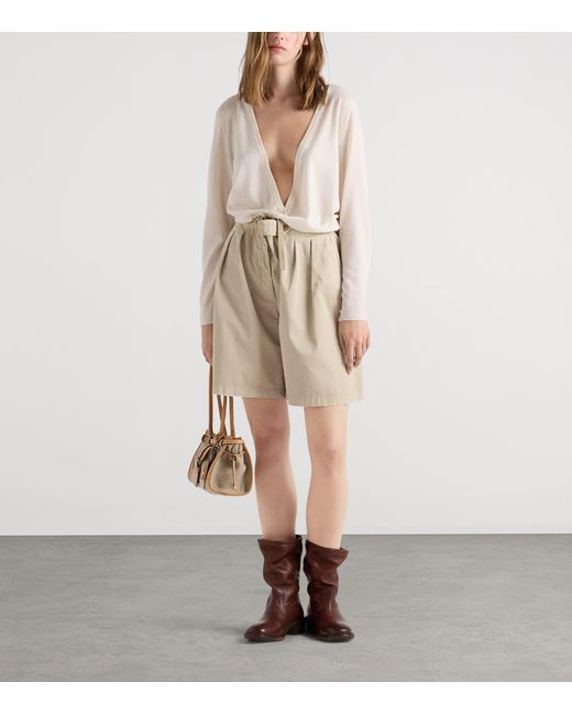 Prada Natural Cotton Gabardine Shorts