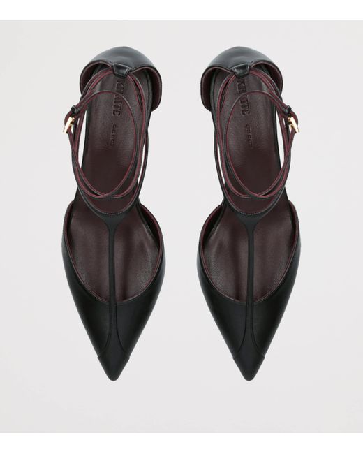 Khaite Black Leather Mia Pumps 45