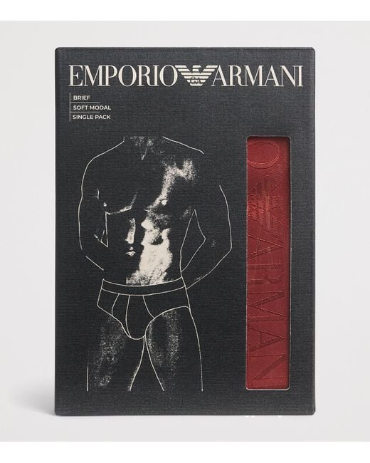 Emporio Armani Red Modal Logo Briefs for men
