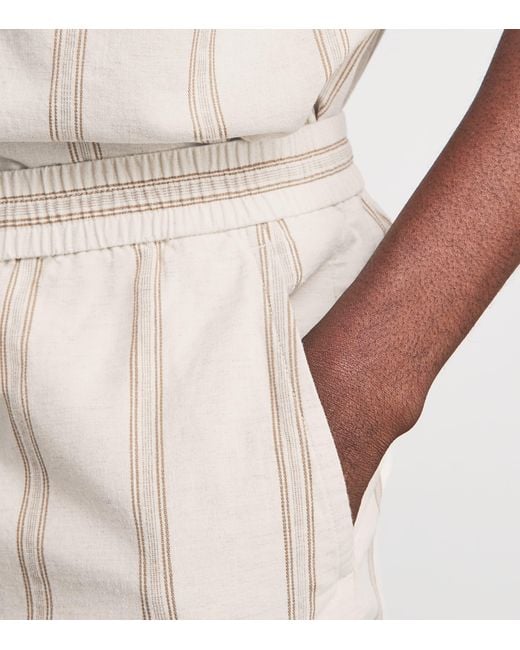 Vince Natural Cotton-Hemp Stripe Shorts for men