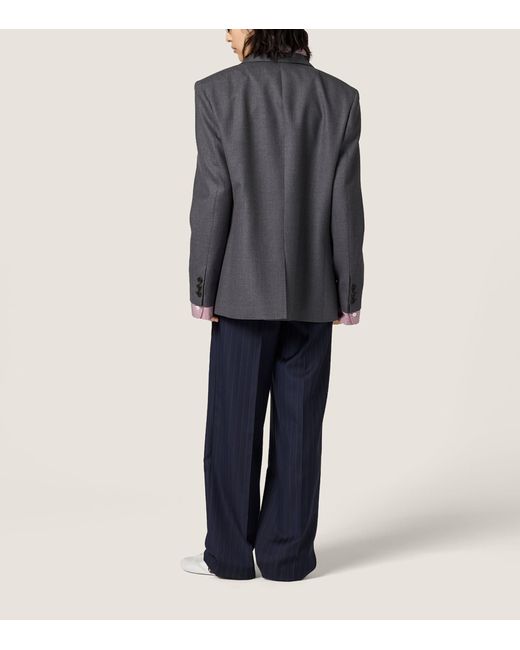 Miu Miu Gray Wool Shirt Sleeve-Detail Blazer