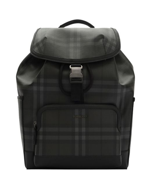 Burberry Black City Check Clip Backpack for men