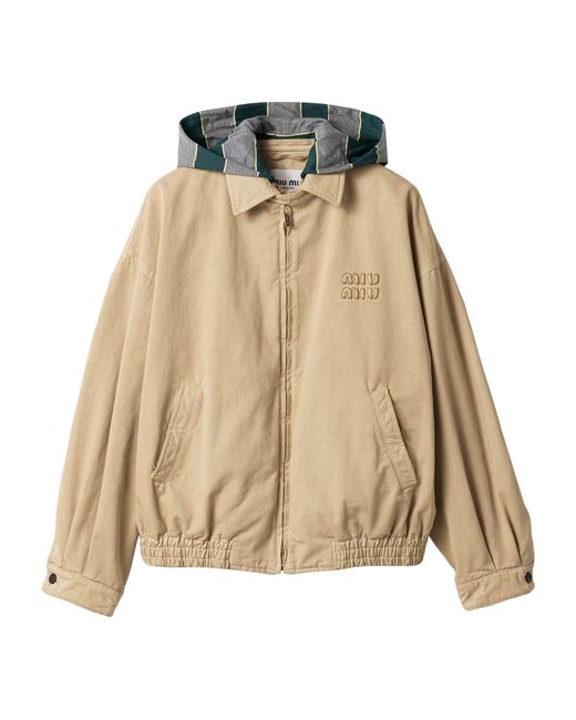 Miu Miu Natural Gabardine Hooded Jacket