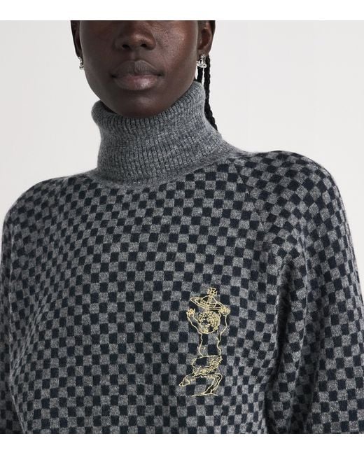 Vivienne Westwood Gray Checkmate Rollneck Sweater