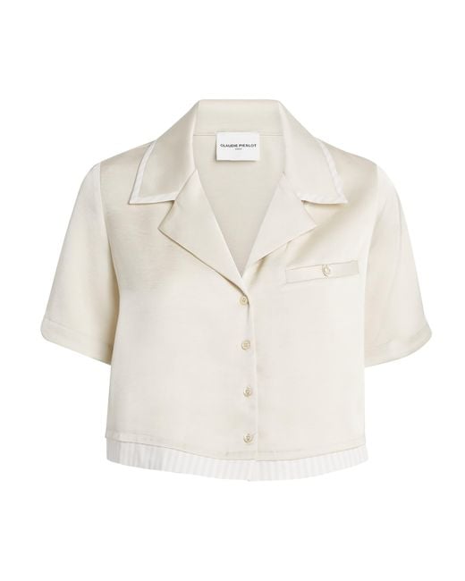 Claudie Pierlot White Satin Cropped Shirt