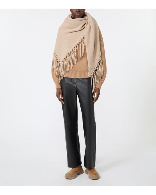 Weekend by Maxmara Natural Virgin Wool Fringed Shawl