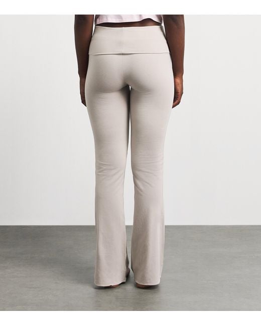 Skims Gray Cotton Jersey Foldover Trousers