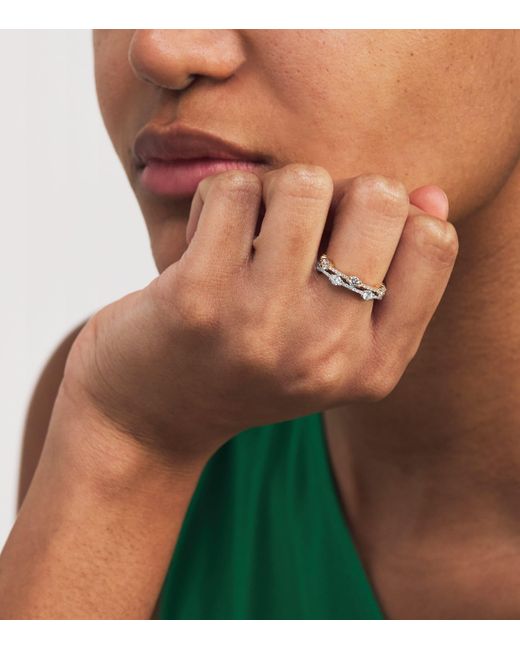 Melissa Kaye Metallic And Diamond Sadie Alternating Eternity Band