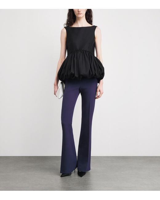 Safiyaa Blue Crepe Flared Tailored Trousers
