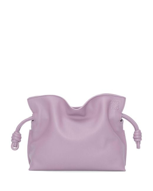Loewe Purple Mini Leather Flamenco Clutch Bag