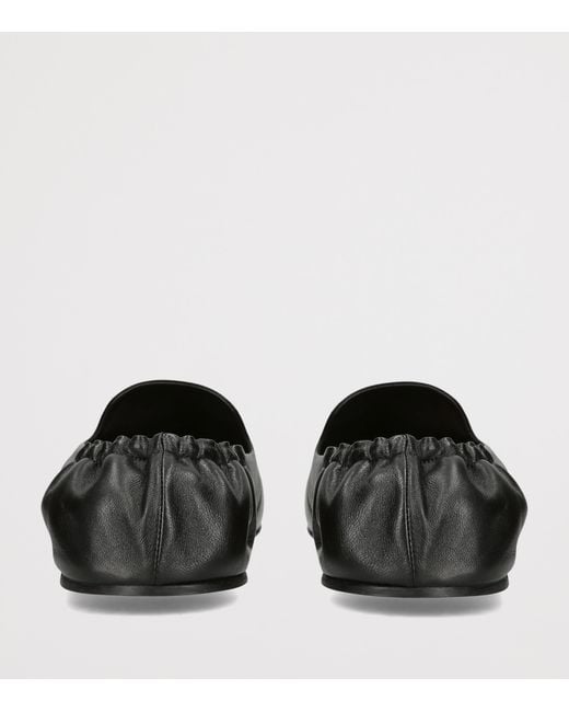 The Row Black Casa Leather Slippers