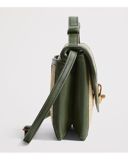 Bottega Veneta Metallic Raffia Knot Lock Shoulder Bag