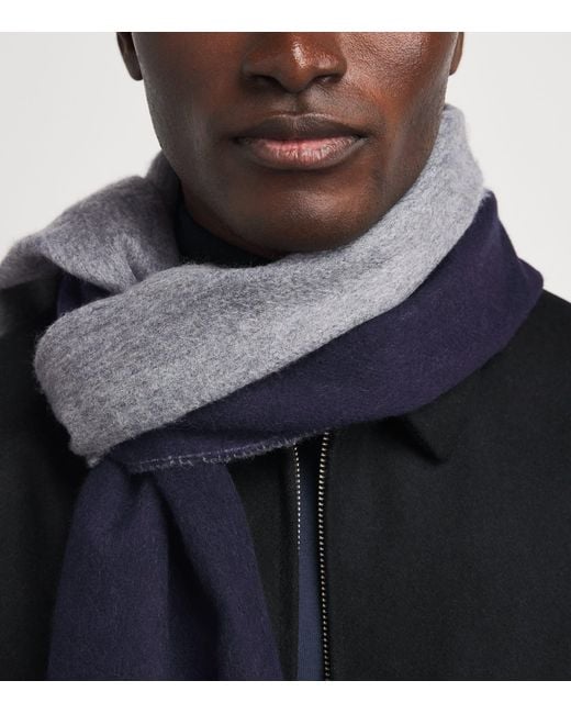 Johnstons Blue Cashmere Double-Face Scarf for men