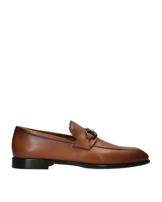 Ferragamo Brown Leather Foster Gancho Loafers for men
