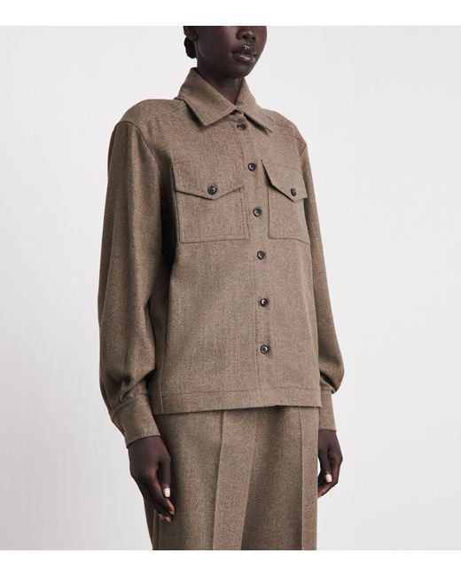 Kiton Brown Virgin Wool-Cashmere Overshirt