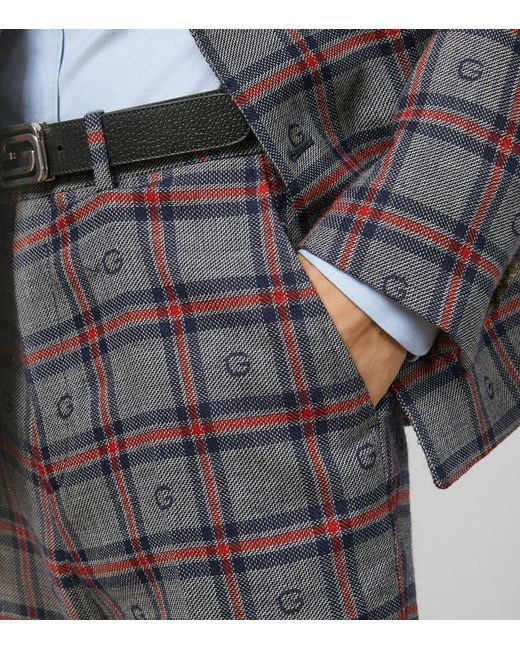 Gucci Gray Wool G Check Straight Trousers for men