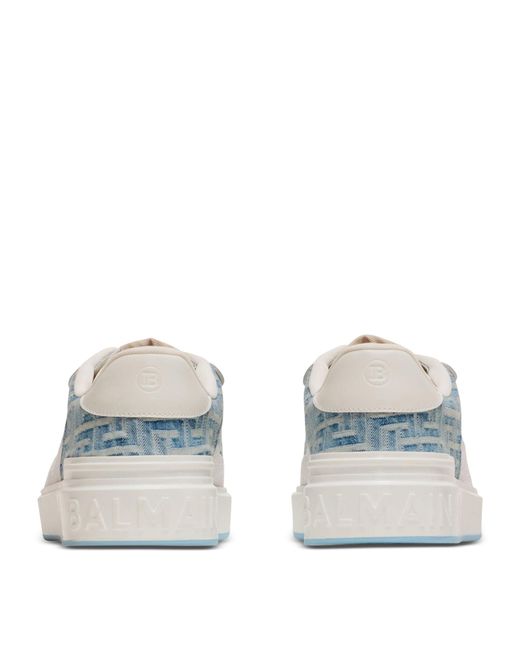 Balmain Blue Monogram B-court Sneakers