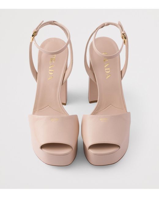 Prada Pink Nappa Leather Platform Sandals 115